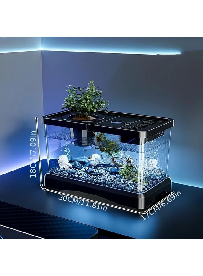 حوض أسماك شفاف بحجم متوسط مع غطاء من مادة ABS للسلاحف وأسماك الزينة - Image 4