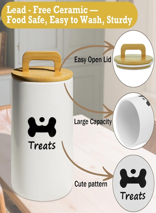 NIXBYO Dog Treat Container Airtight - 5 Inch Wide x 8.7 Inch White Ceramic Dog Treat Jar for Kitchen Counter, Doggie Cookie Jar with Airtight Bamboo Lid - Farmhouse Style Dog Food Storage Container - Image 4