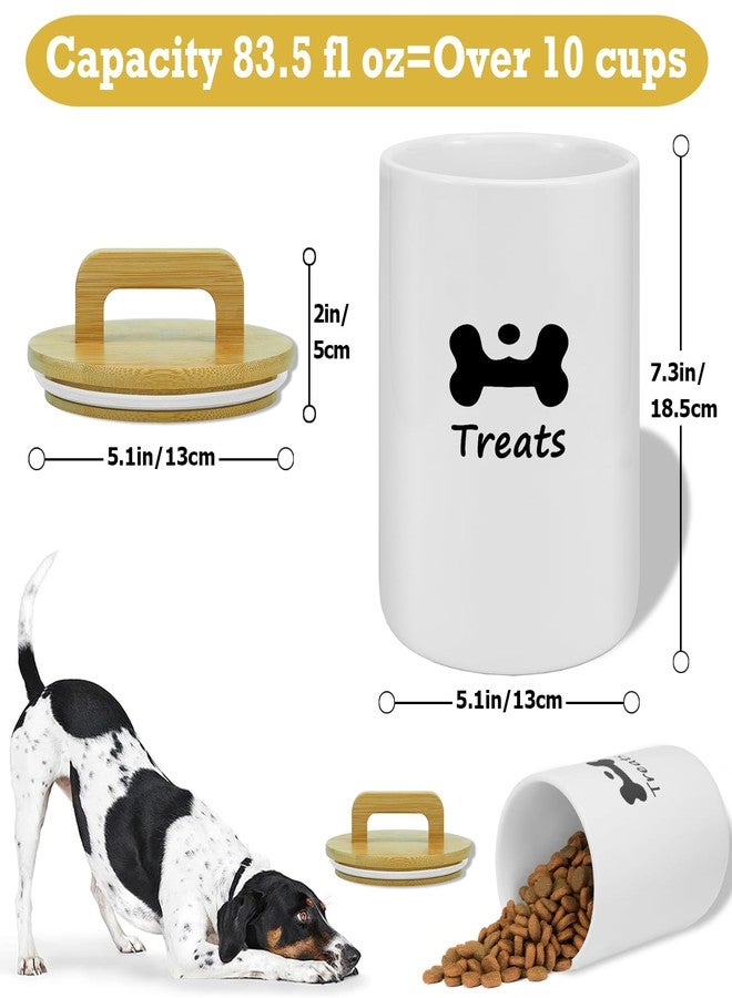 NIXBYO Dog Treat Container Airtight - 5 Inch Wide x 8.7 Inch White Ceramic Dog Treat Jar for Kitchen Counter, Doggie Cookie Jar with Airtight Bamboo Lid - Farmhouse Style Dog Food Storage Container - Image 2