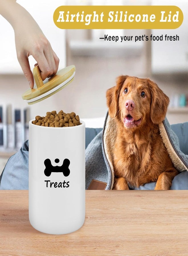 NIXBYO Dog Treat Container Airtight - 5 Inch Wide x 8.7 Inch White Ceramic Dog Treat Jar for Kitchen Counter, Doggie Cookie Jar with Airtight Bamboo Lid - Farmhouse Style Dog Food Storage Container - Image 3