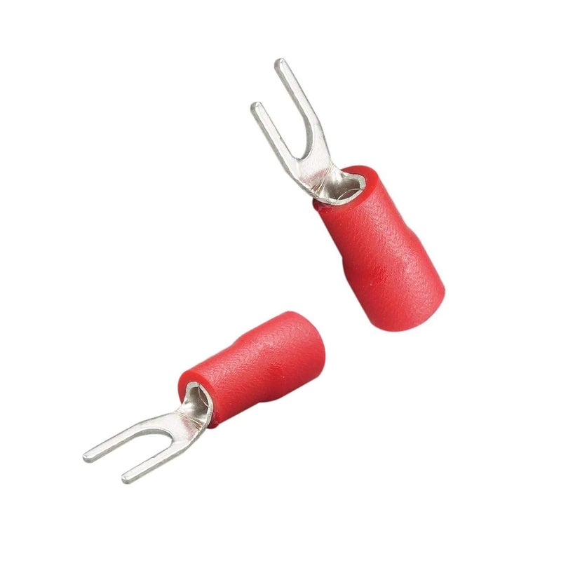 Teansic 500 Pcs Insulated Fork Spade Wire Connector #8 U-Type Electrical Crimp Terminals 22-16 AWG- Red - Image 1