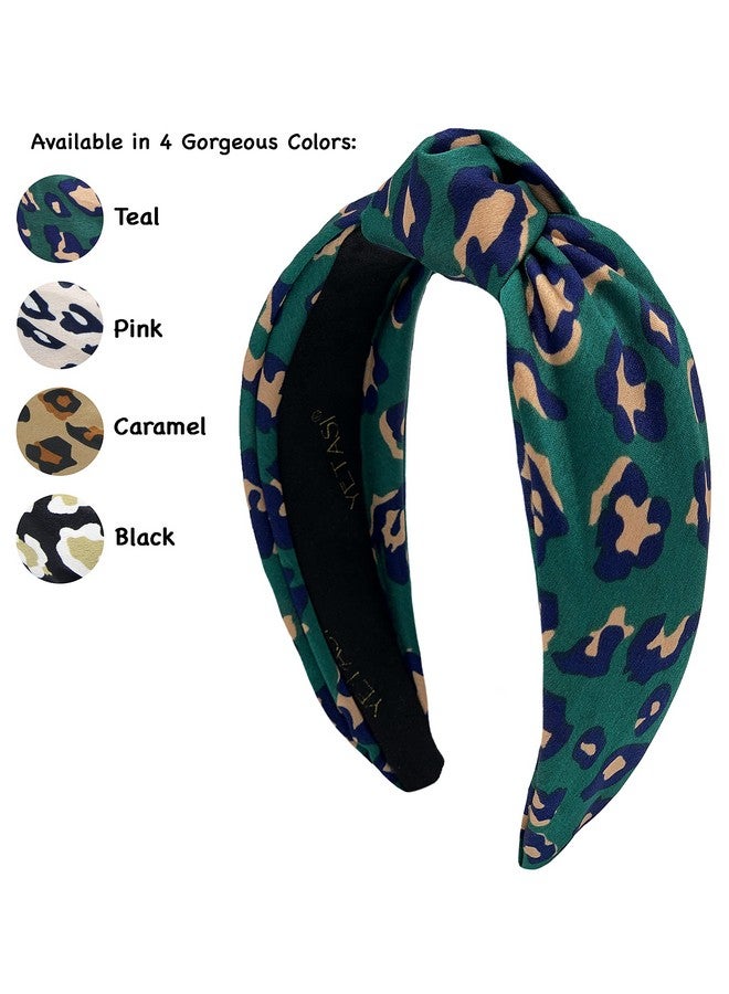 YETASI Leopard Satin Headbands For Women. Head Bands For Women'S Hair Are Chic. Green Knotted Headband Is A Cheetah Top Knot Head Band - Image 2