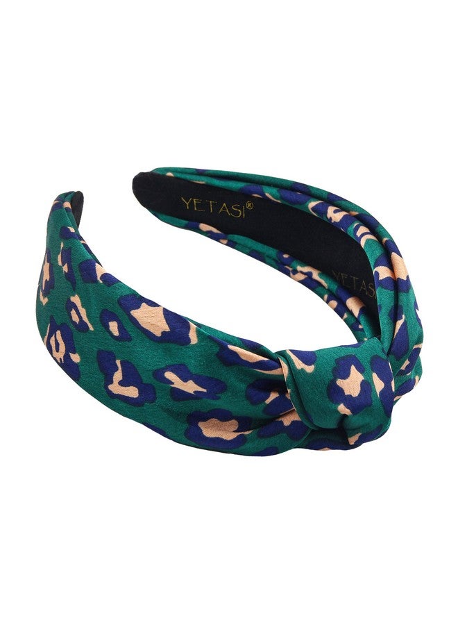 YETASI Leopard Satin Headbands For Women. Head Bands For Women'S Hair Are Chic. Green Knotted Headband Is A Cheetah Top Knot Head Band - Image 1