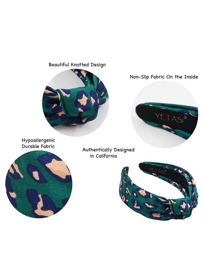 YETASI Leopard Satin Headbands For Women. Head Bands For Women'S Hair Are Chic. Green Knotted Headband Is A Cheetah Top Knot Head Band - Image 4