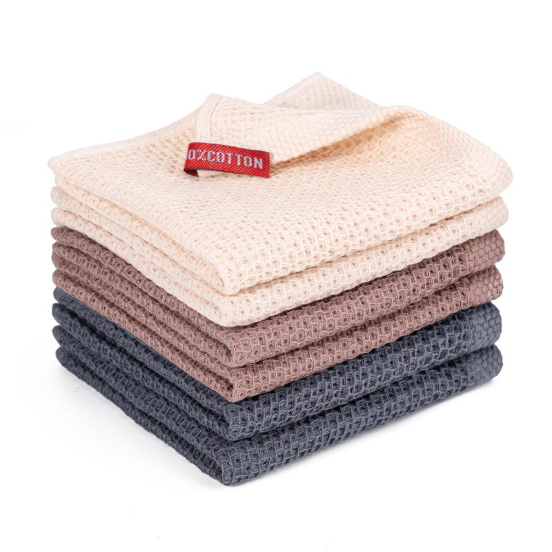 Boomiboo 6-Pack Kitchen Dish Cloths  100% Cotton Waffle Weave  Ultra Soft Absorbent  Quick Drying Dish Towels  12X12 Inches Multi Color - Image 1