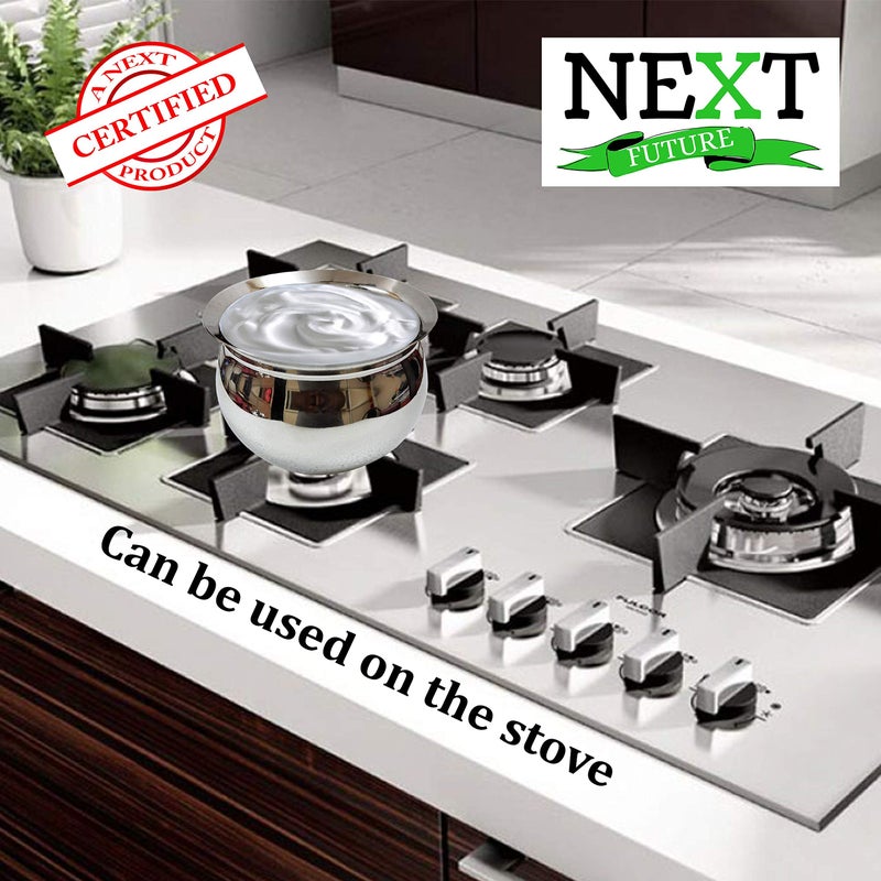 NEXT Future - 1000ml, 20G Tomato/Gundu Stainless Steel Utensil/Handi/Bartan, Highly Polished Cookware & Serveware Handi Set for Kitchen with lid & knob (1000ml) - Image 4