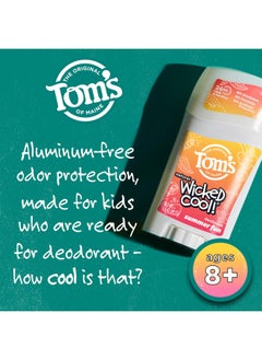 Tom's of Maine Aluminum-Free Wicked Cool! Natural Deodorant For Kids, Summer Fun, 1.6 Oz. (Pack Of 3) (Packaging May Vary)  - Image 2