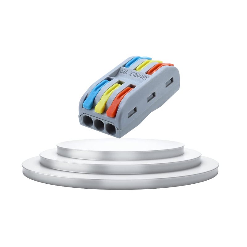 Nidy 5Pcs Compact Lever Wire Nut Connector 3 in 3 Out Splicing Wire Connector Universal Quick Wiring Cable Connection Pushin Conductor Terminal Block Reusable CE RoHS Certified 2812 AWG - Image 1