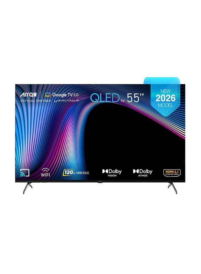 آركيو تلفزيون جوجل 55 بوصة، QLED 4K،DLG 120 هرتز، ذاكرة وصول عشوائي - 2 جيجابايت، سعة تخزين 16 جيجابايت، Dolby Vision & ATMOS، دقة 3840*2160 مع تطبيق مثبت مسبقًا (NETFLIX، Prime Video، YouTube) - Image 3