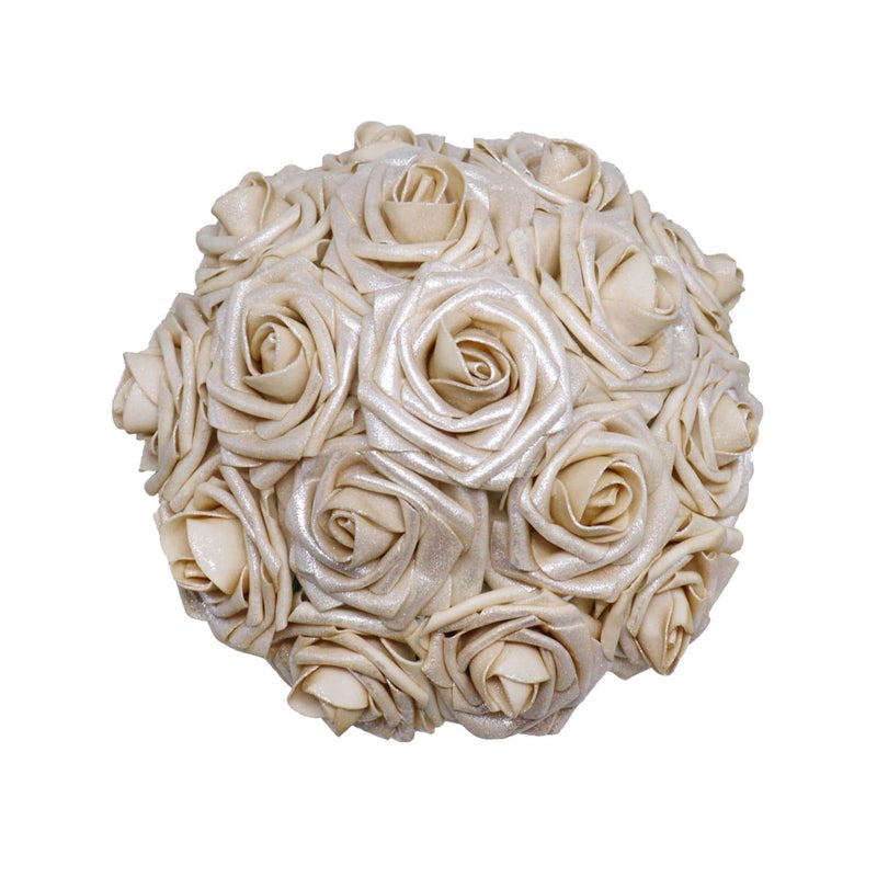 J-Rijzen J-Rijzen Artificial Flowers 50PCS Real Looking Champagne Gold Roses Fake Roses with Stem for DIY Wedding Bouquets Centerpieces Party Baby Shower Home Decorations - Image 2