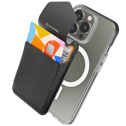Sinjimoru Privacy Cover Magnetic Card Holder Magnetic Phone Wallet Stick on as Credit Card Holder Compatible with iPhone 16 15 14 13 12 Series MFlap Black - Image 1