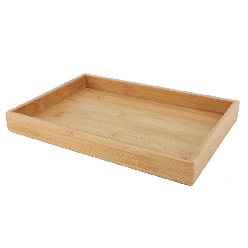 Rectangular Bamboo Serving Tray - Natural Eco-Friendly Thickened Edge Japanese Style Serving Tray for Home Office Restaurant Hotel Use - Image 1