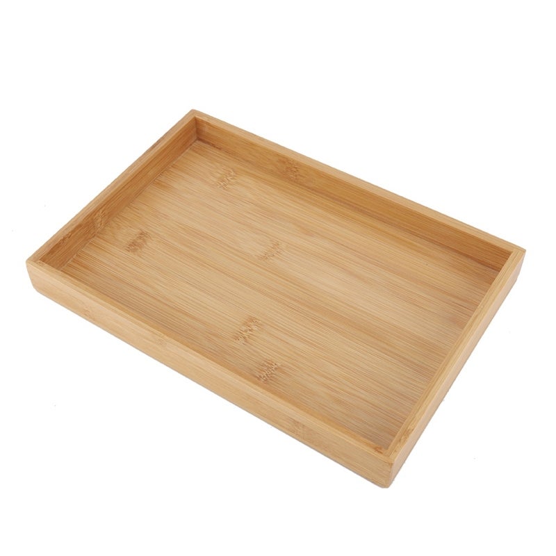 Rectangular Bamboo Serving Tray - Natural Eco-Friendly Thickened Edge Japanese Style Serving Tray for Home Office Restaurant Hotel Use - Image 2