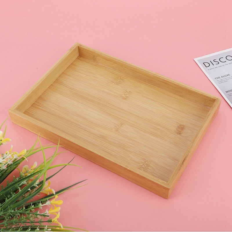 Rectangular Bamboo Serving Tray - Natural Eco-Friendly Thickened Edge Japanese Style Serving Tray for Home Office Restaurant Hotel Use - Image 5