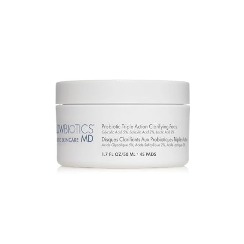Glowbiotics Probiotic Triple Action Clarifying Pads Helps Prevent Breakouts Enhances Skin Radiance Minimizes Shine With 5 Glycolic 2 Lactic 2 Salicylic Acid 60 Pads