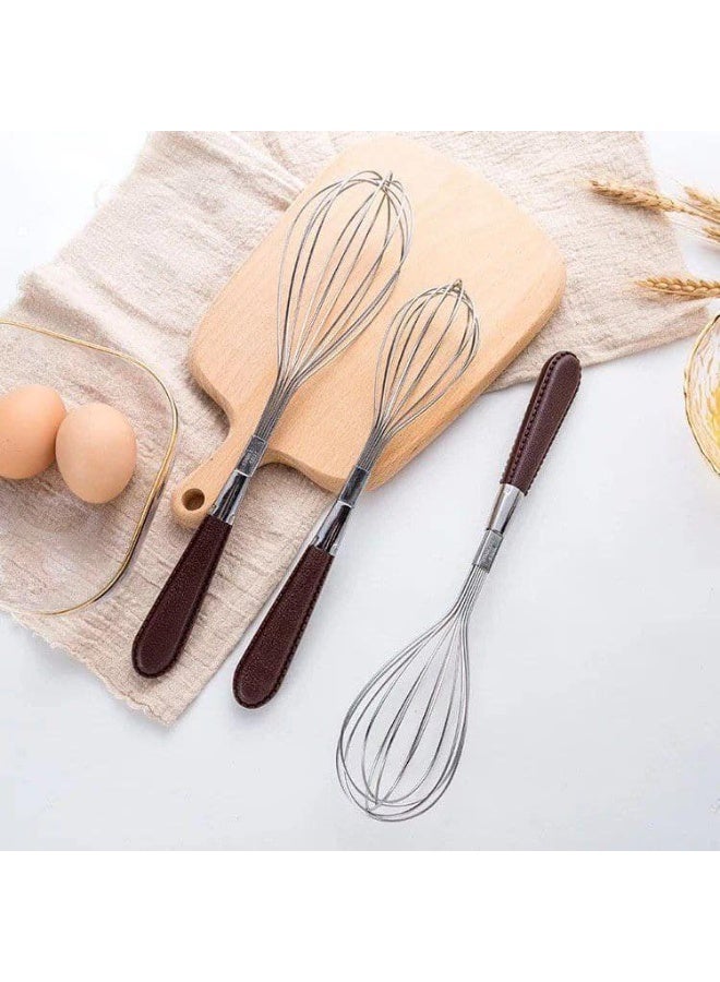 Stainless steel egg beater with leather handle - Image 4