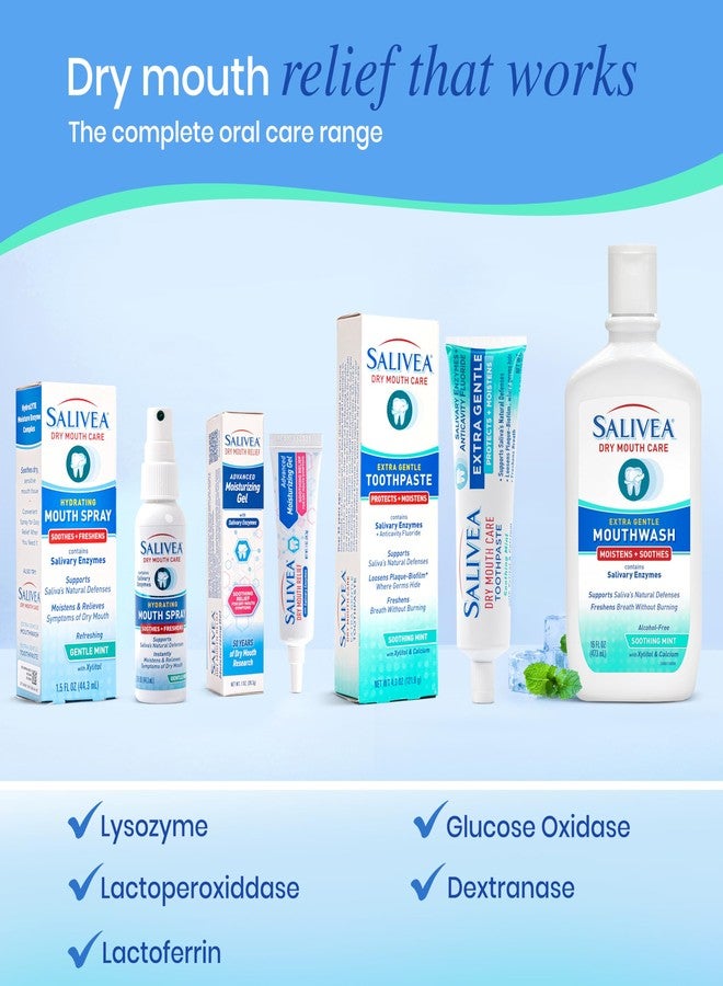 SALIVEA Dry Mouth Mouthwash - Soothing Mint Mouthwash with Natural Salivary Enzymes - Breath Freshener & Dry Mouth Care - Mint Flavor (2 Pack) - Image 5