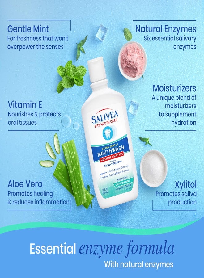 SALIVEA Dry Mouth Mouthwash - Soothing Mint Mouthwash with Natural Salivary Enzymes - Breath Freshener & Dry Mouth Care - Mint Flavor (2 Pack) - Image 4