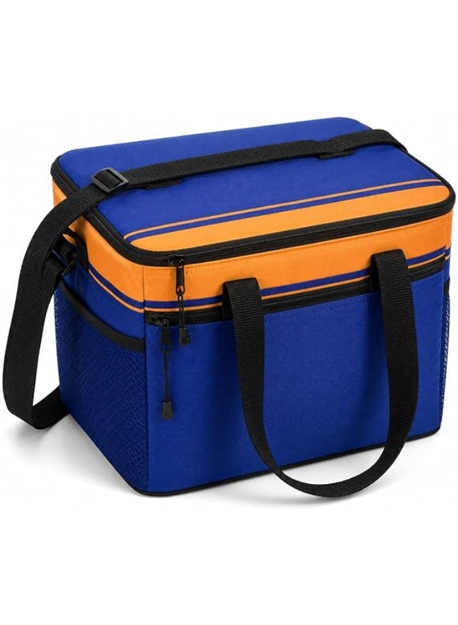Large, insulated, heavy-duty, reusable 18-liter thermal grocery bag with zipper closure for food storage. Portable and foldable for shopping, travel, picnics, camping, and hot and cold lunches. 35 x 25 x 20 cm. - Image 1