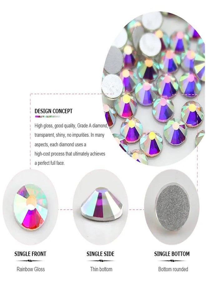 BOLT BEE Crystal AB Round Diamond Glass Nail Rhinestone 1440 pcs Flatback Gems Stones for Nails Decorations Rhinestones (rainbow) - Image 5