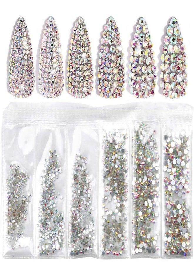 BOLT BEE Crystal AB Round Diamond Glass Nail Rhinestone 1440 pcs Flatback Gems Stones for Nails Decorations Rhinestones (rainbow) - Image 1