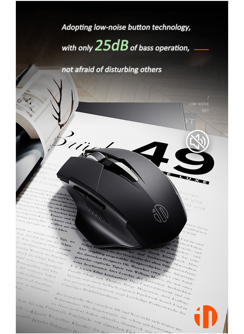 inphic - Wireless Mouse, TYPE-C Rechargeable Wireless Mouse, Silent Office And Game Mouse, 3-Speed DPI Adjustment, Ergonomic Optical Portable Mouse For Laptops Android Windows Mac OS, Black - Image 1