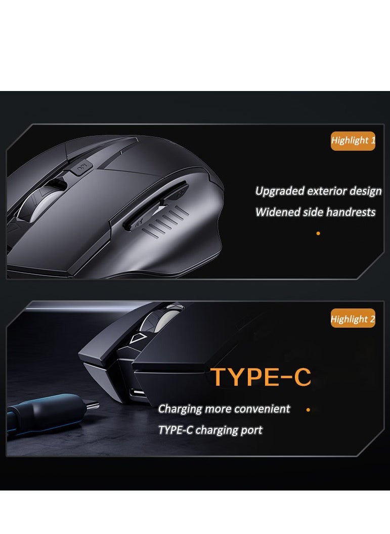 inphic - Wireless Mouse, TYPE-C Rechargeable Wireless Mouse, Silent Office And Game Mouse, 3-Speed DPI Adjustment, Ergonomic Optical Portable Mouse For Laptops Android Windows Mac OS, Black - Image 1