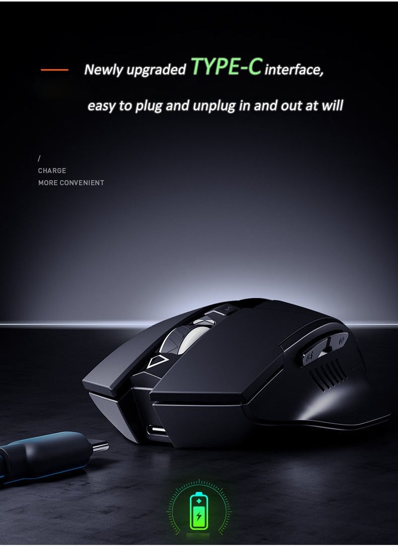 inphic - Wireless Mouse, TYPE-C Rechargeable Wireless Mouse, Silent Office And Game Mouse, 3-Speed DPI Adjustment, Ergonomic Optical Portable Mouse For Laptops Android Windows Mac OS, Black - Image 1