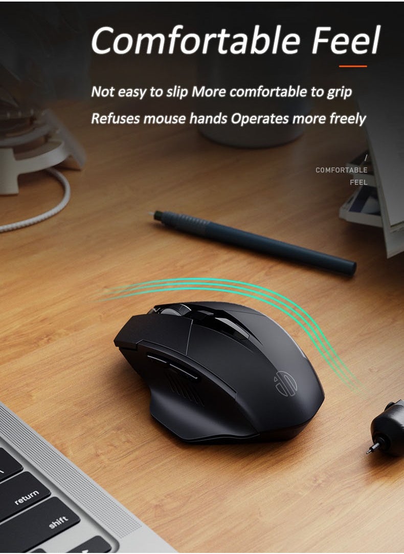 inphic - Wireless Mouse, TYPE-C Rechargeable Wireless Mouse, Silent Office And Game Mouse, 3-Speed DPI Adjustment, Ergonomic Optical Portable Mouse For Laptops Android Windows Mac OS, Black - Image 1