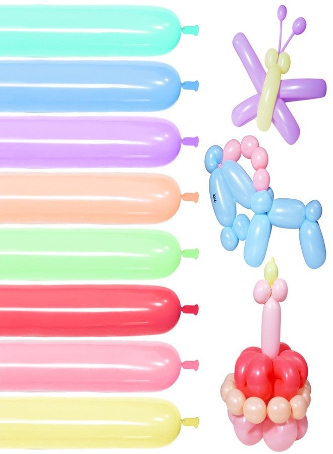 KUULBELA 100Pcs Pastel Long Balloons forTying Balloon Arch, Assorted 260q Balloons Thickening Skinny Latex Twisting for Animals Shape modeling. - Image 1