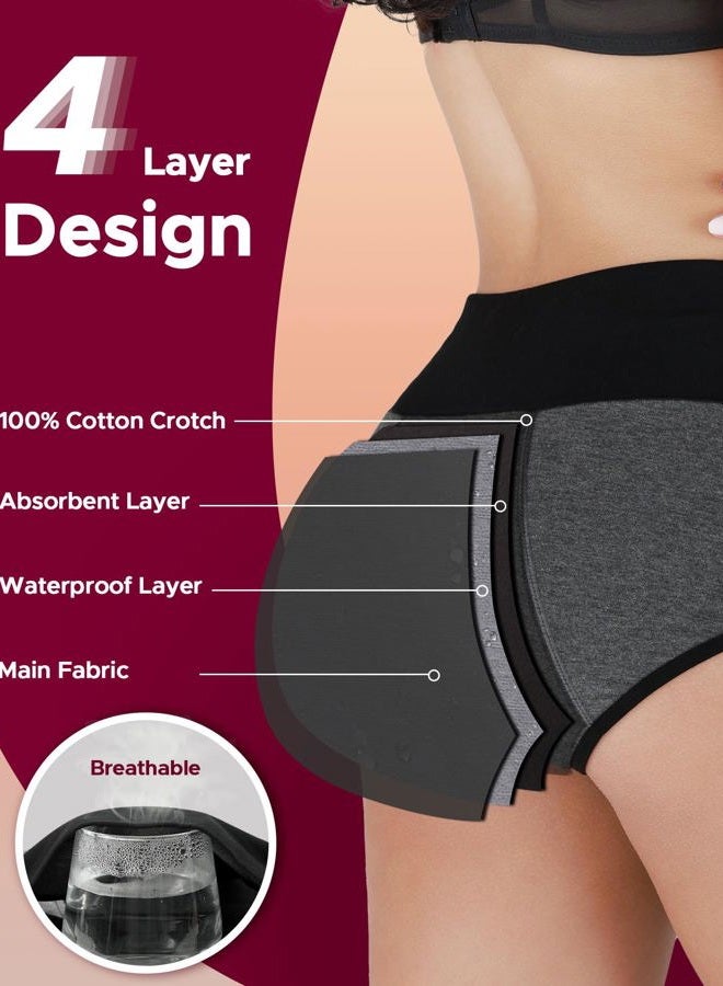 INNERSY Women's Period Underwear High Waisted Postpartum Menstrual Panties 3 Pack(Summer Equinox,X-Large), Summer equinox, XL - Image 3