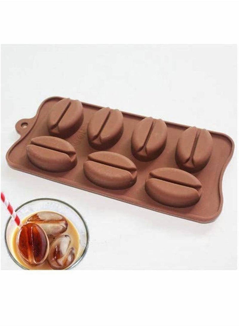 SYOSI - 3Pcs Coffee Bean Shapes Silicon Mold Ice Soap Cube Tray, 7 Cavities Cake Candy Molds DIY Handmade Decor Baking Cooking Tools - Image 1