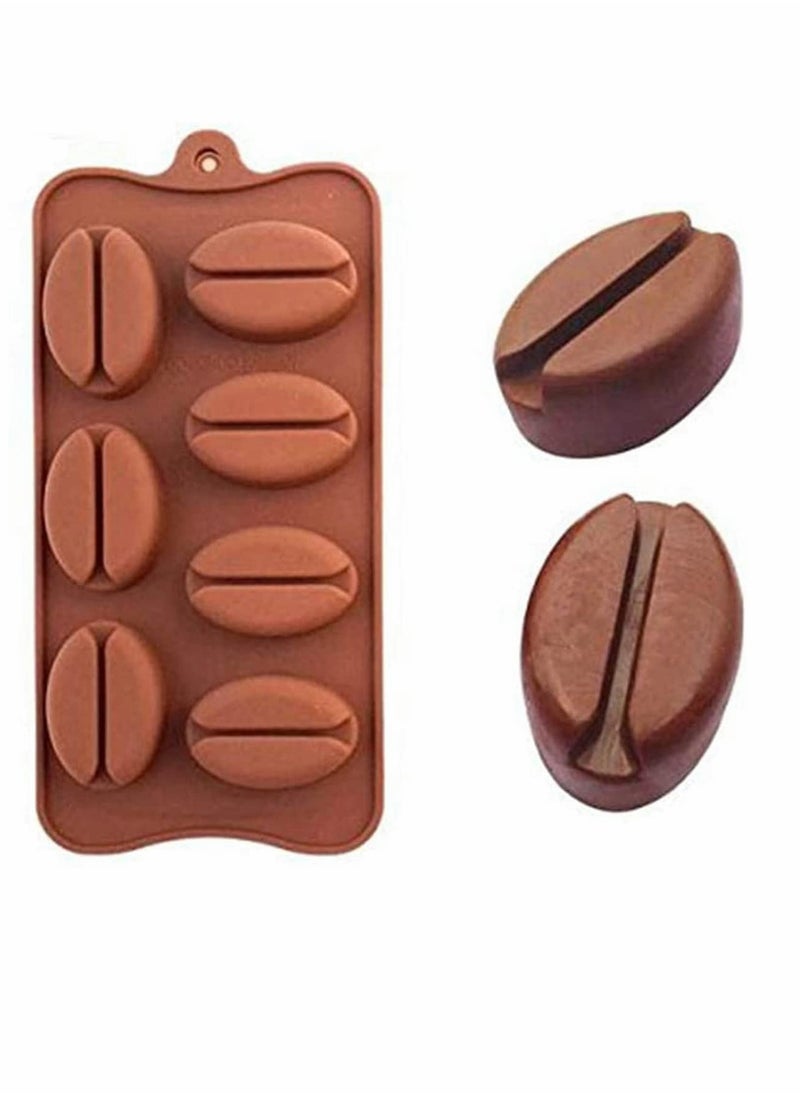 SYOSI - 3Pcs Coffee Bean Shapes Silicon Mold Ice Soap Cube Tray, 7 Cavities Cake Candy Molds DIY Handmade Decor Baking Cooking Tools - Image 1