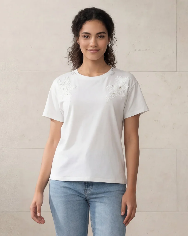 Redtag Women White Embellished Top