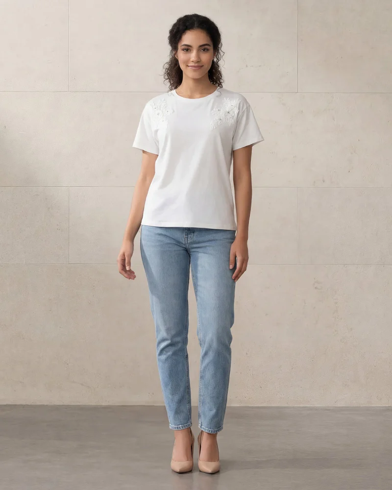 Redtag Women White Embellished Top