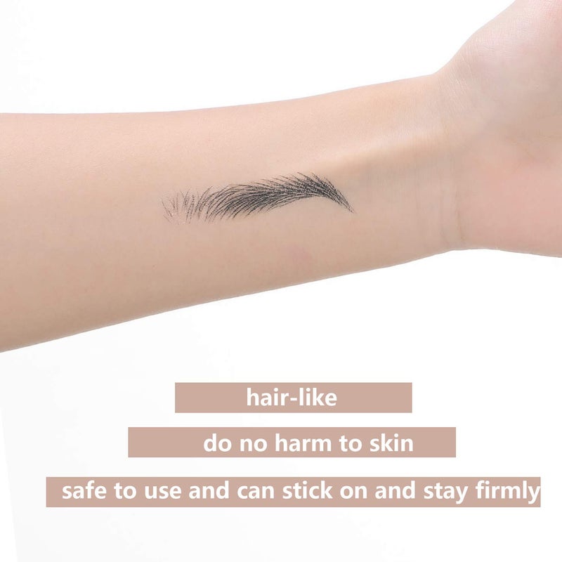 Blulu 6 Sheets 4d Hair-like Waterproof Eyebrow Tattoos Stickers Transfers Temporary Brow Tattoo Peel off Grooming Shaping Sticker in Arch Style, 66 Pairs Black(Medium Arch Eyebrow) - Image 5
