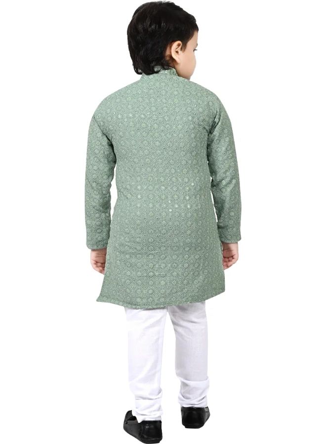 BT DEZINES Boys Pista Green Kurta and Pyjama Set