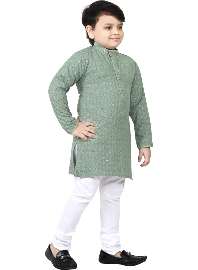 BT DEZINES Boys Pista Green Kurta and Pyjama Set