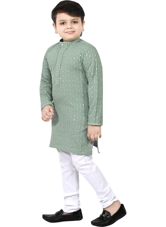 BT DEZINES Boys Pista Green Kurta and Pyjama Set