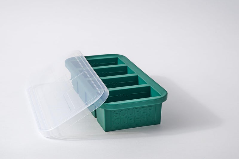 Souper Cubes 1 Cup Silicone Freezer Molds - Soup Cubes Perfect for Freezing Broth, Rice, Leftovers and More - Silicone Freezer Trays with Lids for Meal Prep - Kale - 1-Pack - Image 1