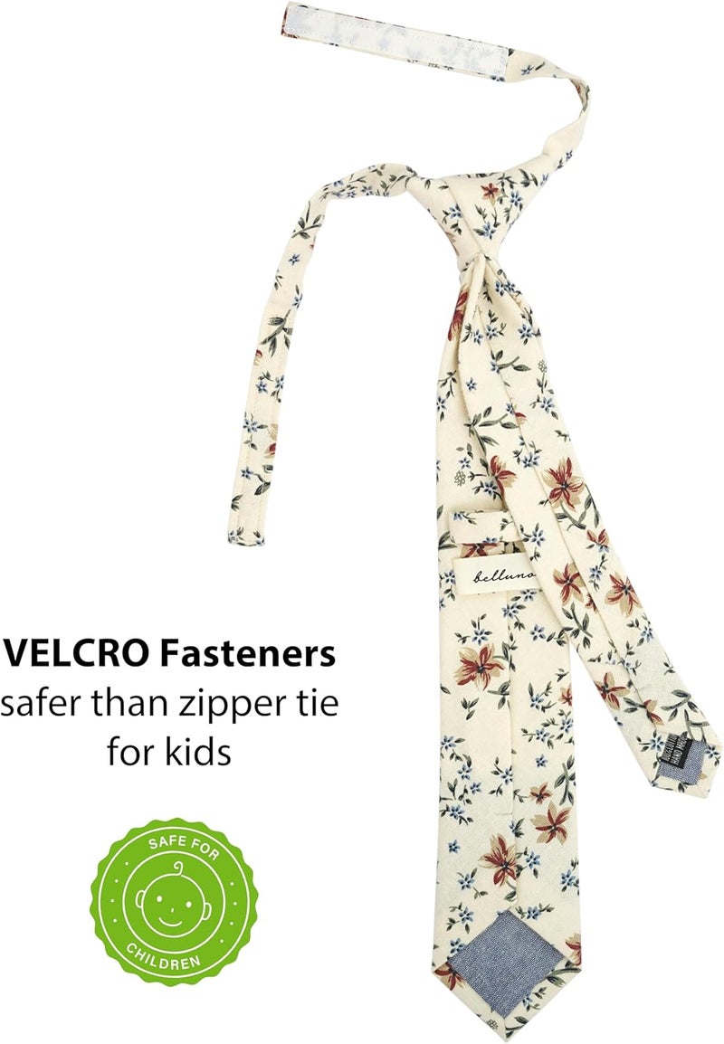 BELLUNO Boys' Floral Ties, Hook and Loop Pre-tied Flower Ties for Little Kids and Pre-teens - Image 1