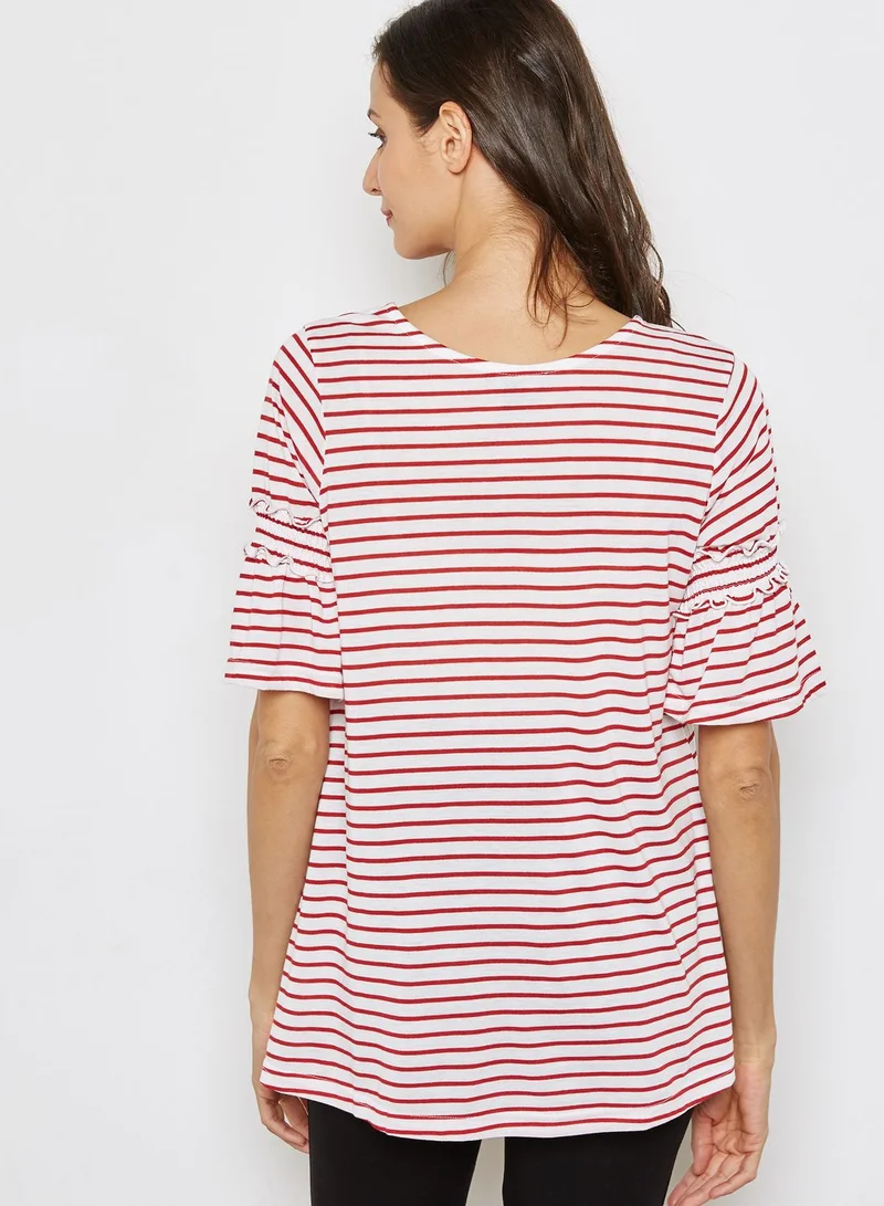 New Look Maternity Flute Sleeve Striped Top