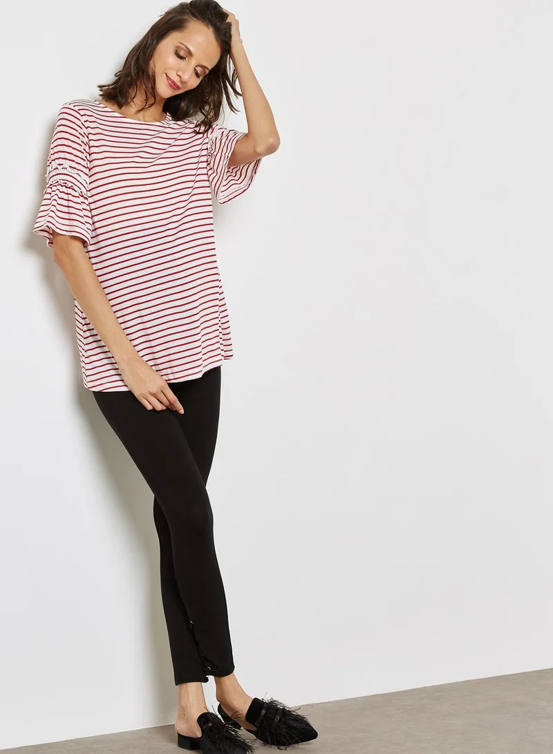 New Look Maternity Flute Sleeve Striped Top