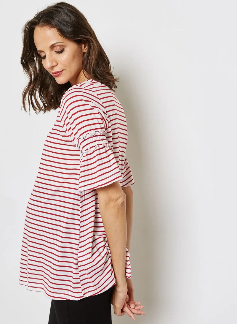 New Look Maternity Flute Sleeve Striped Top