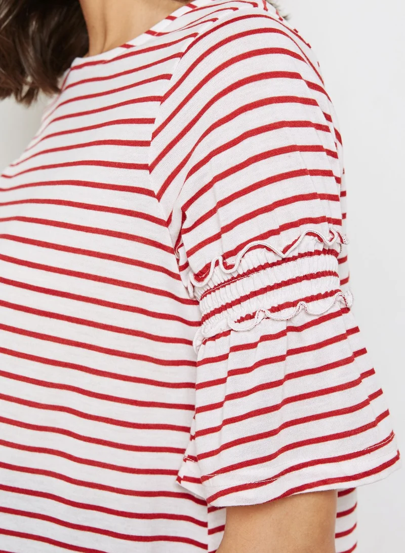 New Look Maternity Flute Sleeve Striped Top