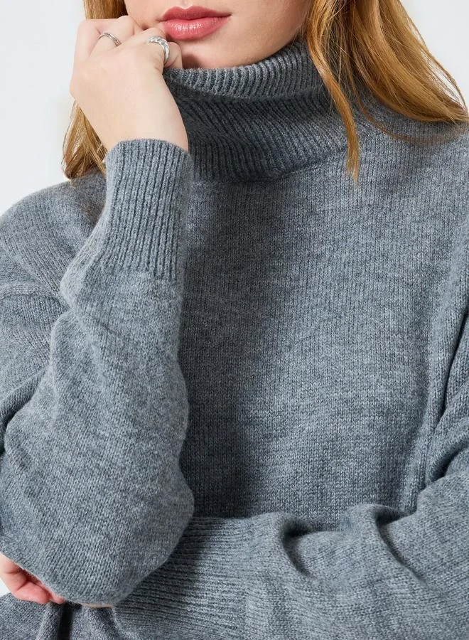 تايك تو سويتر سادة بأكمام طويلة بياقة سلحفاة