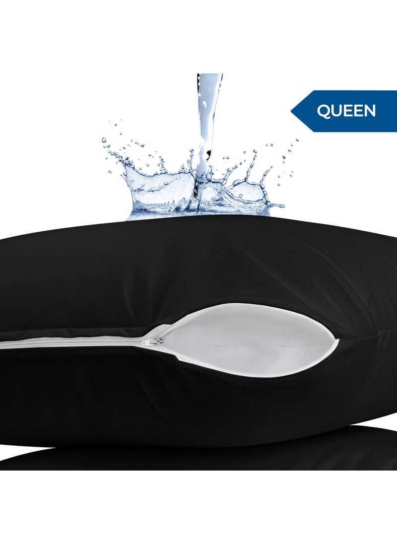 Utopia Bedding Utopia Bedding Waterproof Pillow Protectors Zippered (2 Pack  Black) Queen Size  Zippered Pillowcases  Bed Bug Proof Pillow Encasement Covers 20 x 28 Inches  - Image 2