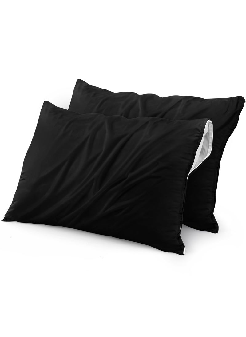 Utopia Bedding Utopia Bedding Waterproof Pillow Protectors Zippered (2 Pack  Black) Queen Size  Zippered Pillowcases  Bed Bug Proof Pillow Encasement Covers 20 x 28 Inches  - Image 1