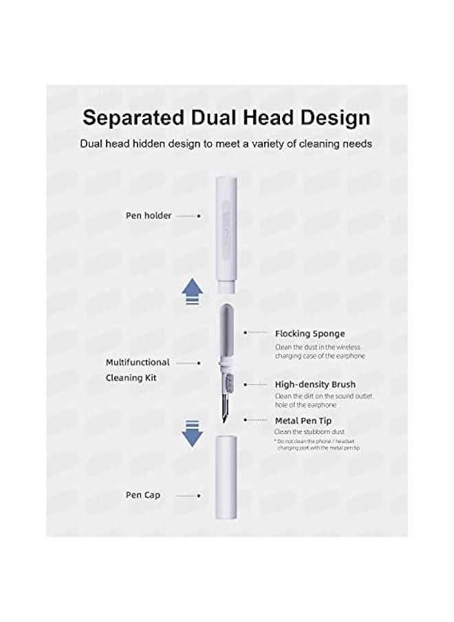 Generic - Cleaning Kits for Airpods Pro 1 2 3 Multi-Function Cleaner Pen Soft Brush for Bluetooth Earphones Case Cleaning Tools for iPhone 16 15 Pro Max Lego Camera Lens (White) - Image 1