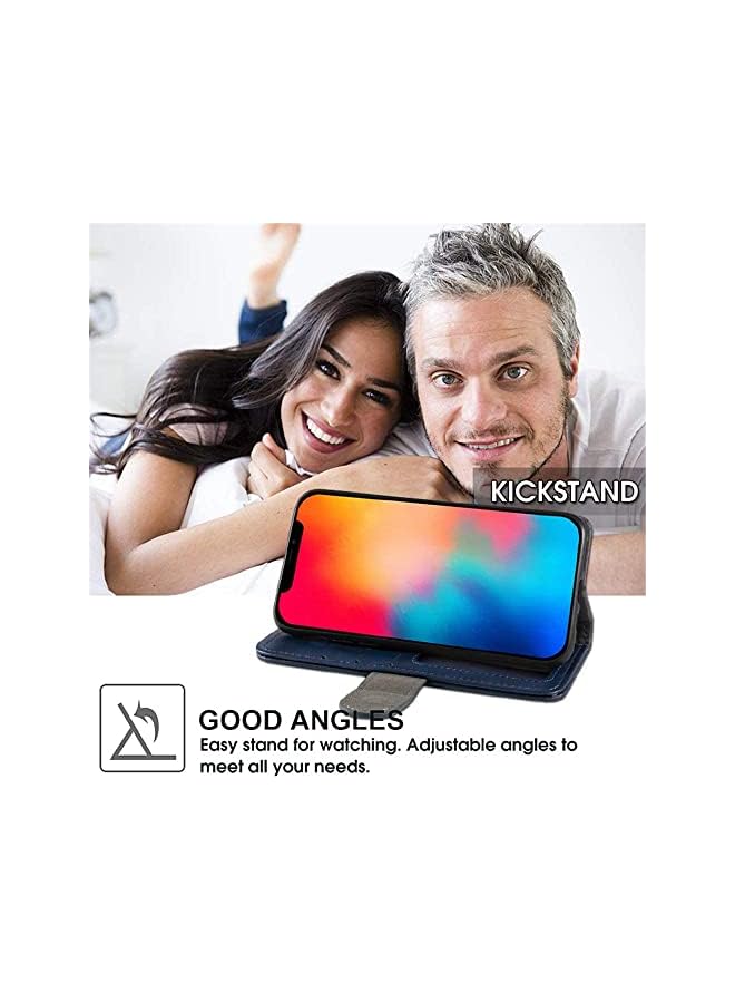 PROMASS for iPhone 14 Pro Max, Leather Wallet Case with Cash & Card Slots Soft TPU Back Cover Magnet Flip Case for iPhone 14 Pro Max (iPhone 14 Pro Max, Blue) - Image 4